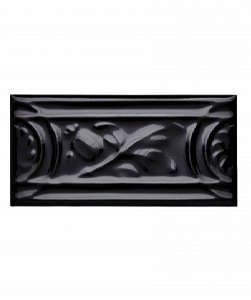 Плитка Johnson Tiles Minton Hollins Англия Чёрный Бордюр BCTILES0011148 MRL16 Rolling leaf border tile Black 150X75mm