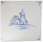 Плитка Marlborough Tiles Classic Delft Англия Белый,Голубой Декор BCTILES0005056 Classic Delft Decor Ships &  Scapes №3 Blue on White 11x11